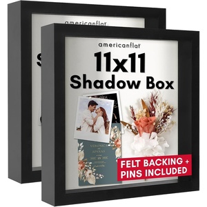 image:imageAmericanflat 8x8 Shadow Box Frame 2Pack  Engineered Wood  Black  Shatterresistant glass 15 inch interior depth displays keepsakes medals and memorabilia sawtooth hangers included11x11
