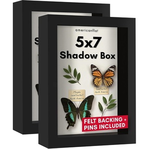 image:imageAmericanflat 8x8 Shadow Box Frame 2Pack  Engineered Wood  Black  Shatterresistant glass 15 inch interior depth displays keepsakes medals and memorabilia sawtooth hangers included5x7