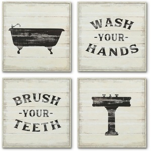 image:imageAmericanflat Bathroom Signs 3PK  Wash Soak Brush  Three 10 Bathroom Signs for Wall DecorDriftwood