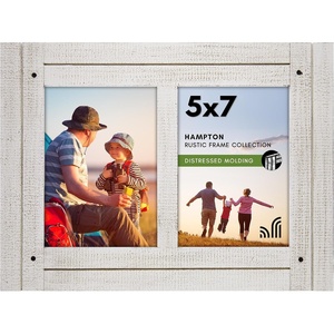 image:imageAmericanflat Hinged 4x6 Triple Picture Frame with 3 Photo Openings and Polished Glass  Distressed Wood Collage Picture Frames for Tabletop and Wall Display  Hampton Collection  Charcoal Black  Polished glass wall or tabletop display with included easel sawtooth hangers included fits photos posters and artAspen White