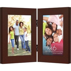 image:imageAmericanflat Hinged 8x10 Picture Frame with ShatterResistant Glass  Double Picture Frames with Engineered Wood  Signature Collection  Photo Frame for Tabletop Display  WhiteMahogany