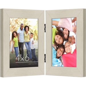 image:imageAmericanflat Hinged 8x10 Picture Frame with ShatterResistant Glass  Double Picture Frames with Engineered Wood  Signature Collection  Photo Frame for Tabletop Display  WhiteLight Wood