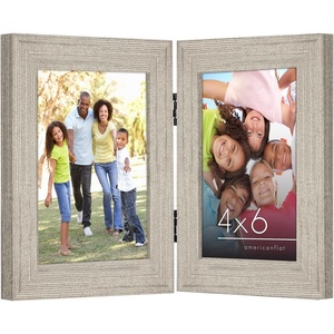 image:imageAmericanflat Hinged 8x10 Picture Frame with ShatterResistant Glass  Double Picture Frames with Engineered Wood  Signature Collection  Photo Frame for Tabletop Display  WhiteDriftwood