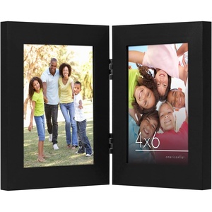 image:imageAmericanflat Hinged 8x10 Picture Frame with ShatterResistant Glass  Double Picture Frames with Engineered Wood  Signature Collection  Photo Frame for Tabletop Display  WhiteBlack