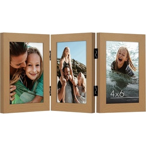 image:imageAmericanflat Hinged 8x10 Picture Frame with ShatterResistant Glass  Double Picture Frames with Engineered Wood  Signature Collection  Photo Frame for Tabletop Display  WhiteDark Oak