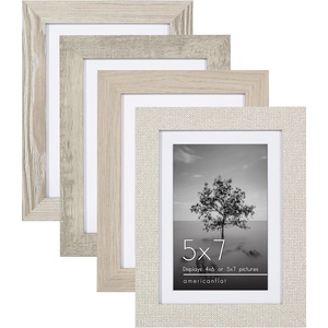 image:imageAmericanflat Rustic Lodge 11x14 Picture Frame Set of 4  Use as 8x10 Picture Frame with Mat or 11x14 Frame Without Mat  Textured Engineered Wood Photo Frame with Hanging Hardware for Wall DecorModern Farmhouse