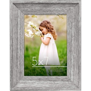 image:imageAmericanflat Rustic Lodge 11x14 Picture Frame Set of 4  Use as 8x10 Picture Frame with Mat or 11x14 Frame Without Mat  Textured Engineered Wood Photo Frame with Hanging Hardware for Wall DecorDistressed Grey