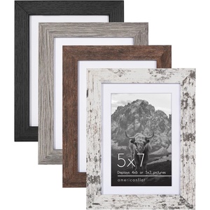 image:imageAmericanflat Rustic Lodge 11x14 Picture Frame Set of 4  Use as 8x10 Picture Frame with Mat or 11x14 Frame Without Mat  Textured Engineered Wood Photo Frame with Hanging Hardware for Wall DecorRustic Lodge