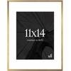 image:imageAmericanflat 11x14 Picture Frame  Matted to 8x10  Metal  Gold  Shatterresistant glass hangs vertical or horizontal sawtooth hangers included secure turntab backingGold