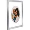 image:imageAmericanflat 11x14 Picture Frame with ShatterResistant Glass  Use as 8x10 Frame with Mat or Display 11x14 Photo Without Mat  Signature Collection  Picture Frames for Wall Display  Driftwood  Engineered Wood construction Shatterresistant glass hangs vertical or horizontal sawtooth hangers includedSilver