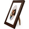 image:imageAmericanflat 11x14 Picture Frame with ShatterResistant Glass  Use as 8x10 Frame with Mat or Display 11x14 Photo Without Mat  Signature Collection  Picture Frames for Wall Display  Driftwood  Engineered Wood construction Shatterresistant glass hangs vertical or horizontal sawtooth hangers includedWalnut