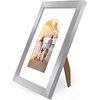 image:imageAmericanflat 11x14 Picture Frame with ShatterResistant Glass  Use as 8x10 Frame with Mat or Display 11x14 Photo Without Mat  Signature Collection  Picture Frames for Wall Display  Driftwood  Engineered Wood construction Shatterresistant glass hangs vertical or horizontal sawtooth hangers includedSilver