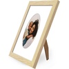 image:imageAmericanflat 11x14 Picture Frame with ShatterResistant Glass  Use as 8x10 Frame with Mat or Display 11x14 Photo Without Mat  Signature Collection  Picture Frames for Wall Display  Driftwood  Engineered Wood construction Shatterresistant glass hangs vertical or horizontal sawtooth hangers includedNatural Oak