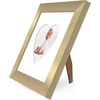 image:imageAmericanflat 11x14 Picture Frame with ShatterResistant Glass  Use as 8x10 Frame with Mat or Display 11x14 Photo Without Mat  Signature Collection  Picture Frames for Wall Display  Driftwood  Engineered Wood construction Shatterresistant glass hangs vertical or horizontal sawtooth hangers includedGold