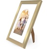 image:imageAmericanflat 11x14 Picture Frame with ShatterResistant Glass  Use as 8x10 Frame with Mat or Display 11x14 Photo Without Mat  Signature Collection  Picture Frames for Wall Display  Driftwood  Engineered Wood construction Shatterresistant glass hangs vertical or horizontal sawtooth hangers includedGold