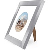 image:imageAmericanflat 11x14 Picture Frame with ShatterResistant Glass  Use as 8x10 Frame with Mat or Display 11x14 Photo Without Mat  Signature Collection  Picture Frames for Wall Display  Driftwood  Engineered Wood construction Shatterresistant glass hangs vertical or horizontal sawtooth hangers includedSilver