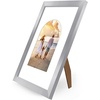 image:imageAmericanflat 11x14 Picture Frame with ShatterResistant Glass  Use as 8x10 Frame with Mat or Display 11x14 Photo Without Mat  Signature Collection  Picture Frames for Wall Display  Driftwood  Engineered Wood construction Shatterresistant glass hangs vertical or horizontal sawtooth hangers includedSilver