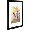 image:imageAmericanflat 11x14 Picture Frame with ShatterResistant Glass  Use as 8x10 Frame with Mat or Display 11x14 Photo Without Mat  Signature Collection  Picture Frames for Wall Display  Driftwood  Engineered Wood construction Shatterresistant glass hangs vertical or horizontal sawtooth hangers includedBlack