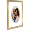 image:imageAmericanflat 11x14 Picture Frame with ShatterResistant Glass  Use as 8x10 Frame with Mat or Display 11x14 Photo Without Mat  Signature Collection  Picture Frames for Wall Display  Driftwood  Engineered Wood construction Shatterresistant glass hangs vertical or horizontal sawtooth hangers includedGold