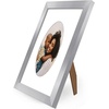 image:imageAmericanflat 11x14 Picture Frame with ShatterResistant Glass  Use as 8x10 Frame with Mat or Display 11x14 Photo Without Mat  Signature Collection  Picture Frames for Wall Display  Driftwood  Engineered Wood construction Shatterresistant glass hangs vertical or horizontal sawtooth hangers includedSilver