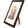 image:imageAmericanflat 11x14 Picture Frame with ShatterResistant Glass  Use as 8x10 Frame with Mat or Display 11x14 Photo Without Mat  Signature Collection  Picture Frames for Wall Display  Driftwood  Engineered Wood construction Shatterresistant glass hangs vertical or horizontal sawtooth hangers includedWalnut