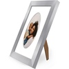 image:imageAmericanflat 11x14 Picture Frame with ShatterResistant Glass  Use as 8x10 Frame with Mat or Display 11x14 Photo Without Mat  Signature Collection  Picture Frames for Wall Display  Driftwood  Engineered Wood construction Shatterresistant glass hangs vertical or horizontal sawtooth hangers includedSilver