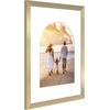 image:imageAmericanflat 11x14 Picture Frame with ShatterResistant Glass  Use as 8x10 Frame with Mat or Display 11x14 Photo Without Mat  Signature Collection  Picture Frames for Wall Display  Dark OakGold
