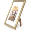 image:imageAmericanflat 11x14 Picture Frame with ShatterResistant Glass  Use as 8x10 Frame with Mat or Display 11x14 Photo Without Mat  Signature Collection  Picture Frames for Wall Display  Driftwood  Engineered Wood construction Shatterresistant glass hangs vertical or horizontal sawtooth hangers includedGold