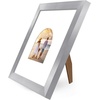 image:imageAmericanflat 11x14 Picture Frame with ShatterResistant Glass  Use as 8x10 Frame with Mat or Display 11x14 Photo Without Mat  Signature Collection  Picture Frames for Wall Display  Driftwood  Engineered Wood construction Shatterresistant glass hangs vertical or horizontal sawtooth hangers includedSilver