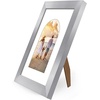 image:imageAmericanflat 11x14 Picture Frame with ShatterResistant Glass  Use as 8x10 Frame with Mat or Display 11x14 Photo Without Mat  Signature Collection  Picture Frames for Wall Display  Driftwood  Engineered Wood construction Shatterresistant glass hangs vertical or horizontal sawtooth hangers includedSilver