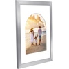 image:imageAmericanflat 11x14 Picture Frame with ShatterResistant Glass  Use as 8x10 Frame with Mat or Display 11x14 Photo Without Mat  Signature Collection  Picture Frames for Wall Display  Driftwood  Engineered Wood construction Shatterresistant glass hangs vertical or horizontal sawtooth hangers includedSilver