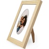 image:imageAmericanflat 11x14 Picture Frame with ShatterResistant Glass  Use as 8x10 Frame with Mat or Display 11x14 Photo Without Mat  Signature Collection  Picture Frames for Wall Display  Driftwood  Engineered Wood construction Shatterresistant glass hangs vertical or horizontal sawtooth hangers includedNatural Oak