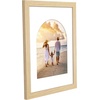 image:imageAmericanflat 11x14 Picture Frame with ShatterResistant Glass  Use as 8x10 Frame with Mat or Display 11x14 Photo Without Mat  Signature Collection  Picture Frames for Wall Display  Driftwood  Engineered Wood construction Shatterresistant glass hangs vertical or horizontal sawtooth hangers includedNatural Oak