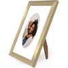 image:imageAmericanflat 11x14 Picture Frame with ShatterResistant Glass  Use as 8x10 Frame with Mat or Display 11x14 Photo Without Mat  Signature Collection  Picture Frames for Wall Display  Driftwood  Engineered Wood construction Shatterresistant glass hangs vertical or horizontal sawtooth hangers includedGold