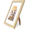 image:imageAmericanflat 11x14 Picture Frame with ShatterResistant Glass  Use as 8x10 Frame with Mat or Display 11x14 Photo Without Mat  Signature Collection  Picture Frames for Wall Display  Driftwood  Engineered Wood construction Shatterresistant glass hangs vertical or horizontal sawtooth hangers includedNatural Oak