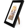 image:imageAmericanflat 11x14 Picture Frame with ShatterResistant Glass  Use as 8x10 Frame with Mat or Display 11x14 Photo Without Mat  Signature Collection  Picture Frames for Wall Display  Driftwood  Engineered Wood construction Shatterresistant glass hangs vertical or horizontal sawtooth hangers includedBlack