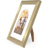 image:imageAmericanflat 11x14 Picture Frame with ShatterResistant Glass  Use as 8x10 Frame with Mat or Display 11x14 Photo Without Mat  Signature Collection  Picture Frames for Wall Display  Driftwood  Engineered Wood construction Shatterresistant glass hangs vertical or horizontal sawtooth hangers includedGold