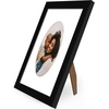 image:imageAmericanflat 11x14 Picture Frame with ShatterResistant Glass  Use as 8x10 Frame with Mat or Display 11x14 Photo Without Mat  Signature Collection  Picture Frames for Wall Display  Driftwood  Engineered Wood construction Shatterresistant glass hangs vertical or horizontal sawtooth hangers includedBlack