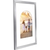 image:imageAmericanflat 11x14 Picture Frame with ShatterResistant Glass  Use as 8x10 Frame with Mat or Display 11x14 Photo Without Mat  Signature Collection  Picture Frames for Wall Display  Driftwood  Engineered Wood construction Shatterresistant glass hangs vertical or horizontal sawtooth hangers includedSilver