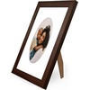 image:imageAmericanflat 11x14 Picture Frame with ShatterResistant Glass  Use as 8x10 Frame with Mat or Display 11x14 Photo Without Mat  Signature Collection  Picture Frames for Wall Display  Driftwood  Engineered Wood construction Shatterresistant glass hangs vertical or horizontal sawtooth hangers includedWalnut
