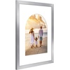 image:imageAmericanflat 11x14 Picture Frame with ShatterResistant Glass  Use as 8x10 Frame with Mat or Display 11x14 Photo Without Mat  Signature Collection  Picture Frames for Wall Display  Dark OakSilver