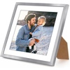 image:imageAmericanflat 11x14 Picture Frame with ShatterResistant Glass  Use as 8x10 Frame with Mat or Display 11x14 Photo Without Mat  Streamline Collection  Thin Border Picture Frames for Wall  Mahogany  Shatterresistant glass hangs vertical or horizontal sawtooth hangers included secure turntab backingSilver