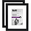 image:imageAmericanflat 5x7 Picture Frame with ShatterResistant Glass  Set of 2  Use as 4x6 Frame with Mat or Display 5x7 Photo Without Mat  Signature Collection  Picture Frames for Tabletop or Wall  BlackBlack