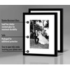 image:imageAmericanflat 5x7 Picture Frame with ShatterResistant Glass  Set of 2  Use as 4x6 Frame with Mat or Display 5x7 Photo Without Mat  Signature Collection  Picture Frames for Tabletop or Wall  BlackBlack