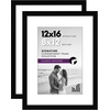 image:imageAmericanflat 5x7 Picture Frame with ShatterResistant Glass  Set of 2  Use as 4x6 Frame with Mat or Display 5x7 Photo Without Mat  Signature Collection  Picture Frames for Tabletop or Wall  BlackBlack