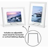 image:imageAmericanflat 8x10 Floating Picture Frame with Polished CrystalClear Glass  Use as 5x7 Picture Frame or Display 4x6 Photo  Signature Float Collection  Photo Frames for Tabletop or Wall  Black  Photo floats between crystalclear glass wall or tabletop display with included easel sawtooth hangers includedWhite