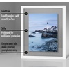 image:imageAmericanflat 8x10 Floating Picture Frame with Polished CrystalClear Glass  Use as 5x7 Picture Frame or Display 4x6 Photo  Signature Float Collection  Photo Frames for Tabletop or Wall  Black  Photo floats between crystalclear glass wall or tabletop display with included easel sawtooth hangers includedWhite