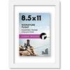 image:imageAmericanflat 8x10 Floating Picture Frame with Polished CrystalClear Glass  Use as 5x7 Picture Frame or Display 4x6 Photo  Signature Float Collection  Photo Frames for Tabletop or Wall  Black  Photo floats between crystalclear glass wall or tabletop display with included easel sawtooth hangers includedWhite
