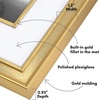 image:imageAmericanflat 8x10 Picture Frame with ShatterResistant Glass  Use as 5x7 Frame with Mat or Display 8x10 Photo Without Mat  Streamline Collection  Picture Frames for Tabletop and Wall  Gold  Shatterresistant glass wall or tabletop display with included easel triangle hangers included secure turntab backingGold