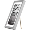 image:imageAmericanflat 8x10 Picture Frame with ShatterResistant Glass  Use as 5x7 Frame with Mat or Display 8x10 Photo Without Mat  Streamline Collection  Picture Frames for Tabletop and Wall  Gold  Shatterresistant glass wall or tabletop display with included easel triangle hangers included secure turntab backingSilver